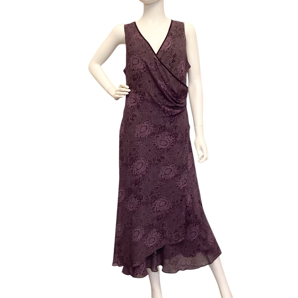 Jones New York 14 Faux Wrap Dress Elegant Purple Ruched Fairy Whimsigoth - Picture 10 of 11